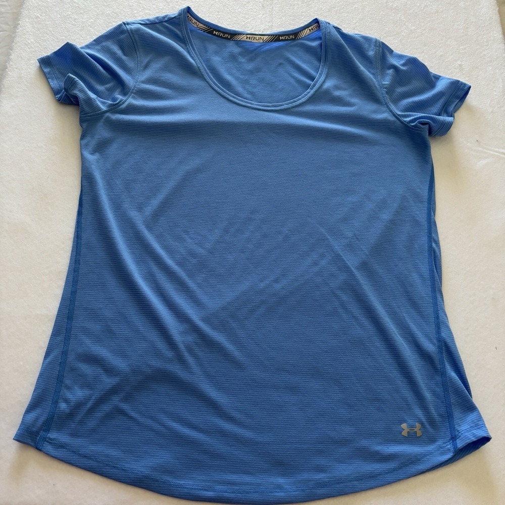 Under Armour Womens Streaker Reflective Short Sleeve Top BLUE SMALL